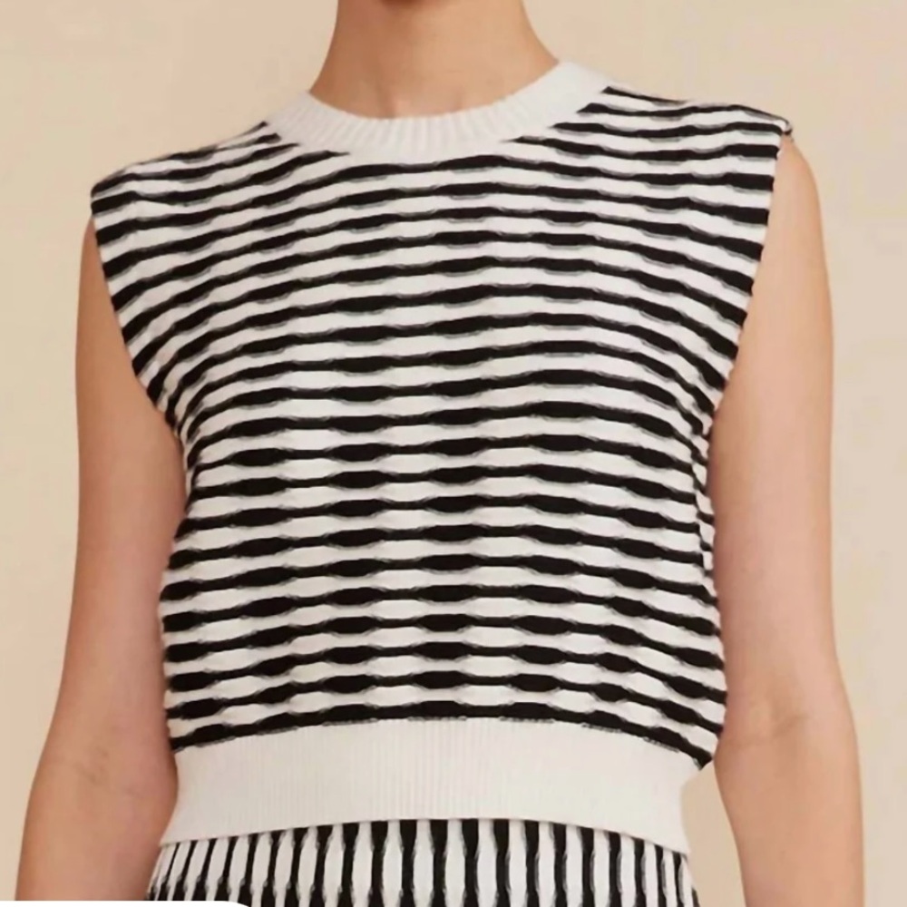 Lucy Paris Black & White Striped Sleeveless Knit Top